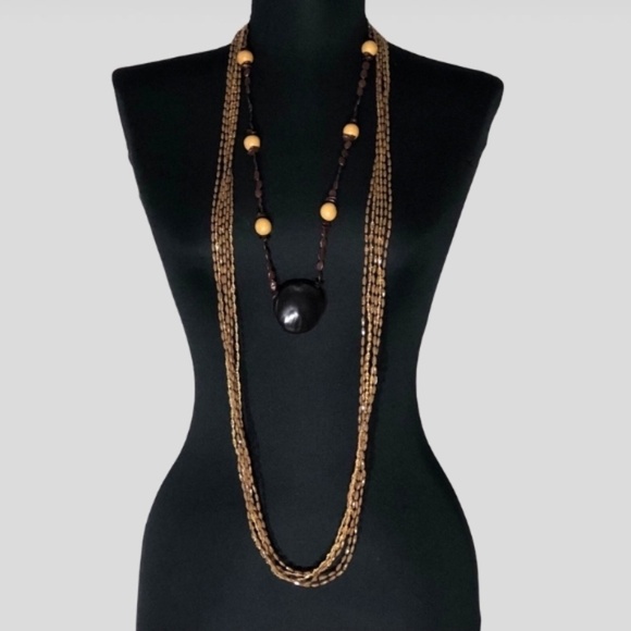 Vintage Boho Beaded Layered Necklace Set Bracelet Earrings - Picture 2 of 7